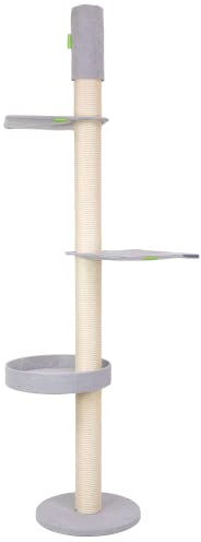 Kratzbaumland Designer-Kratzbaum Q55-Plus Deckenspanner (versch. Größen)(275-285 cm)(Seilfarbe Natur)