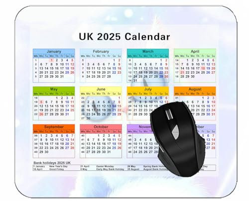 2025 Calendar Mouse Pad with Holidays,Cat Drawing Light Shine Desktop Notebook Mouse Mat for Working and Gaming