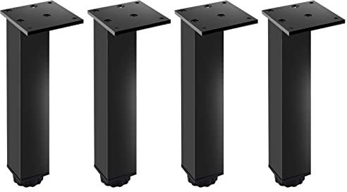 KGUDYS 4pcs square thickened table legs metal cabinet feet, adjustable furniture legs,aluminum alloy,black 10cm,20cm,non-slip mute,replacement sofa,cabinet,table,Black-10cm(3.9in)
