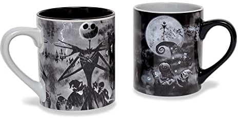 Disney - Set di 2 tazze in ceramica con motivo The Nightmare Before Christmas, senza BPA, piccole tazze da caffè