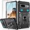 Jshru for Google Pixel 7 Case with [Upgraded] Slide Camera Cover,Military Grade Shockproof Case with Ring Kickstand, Anti-Scratch Armour Phone Cover for Google Pixel 7,Black