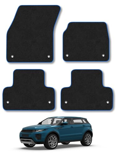 Land Rover Range Rover Evoque (2013-2019) Carpet Car Mats | Blue Edge Trim Tailored Fit Floor Mats Full Coverage Protection Accessories Easy Clean Anti Slip Made in the UK