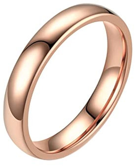 Mesnt Anelli Donna, Anelli Banda Sottile Lucida 3MM in Tungsteno per Le Donne, (Personalizzato) Oro Rosa, Taglia 15