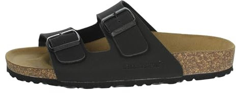 Valleverde Ciabatta da Uomo in Pelle Nera con Doppia Fibbia VG9900-NERO 42 EU