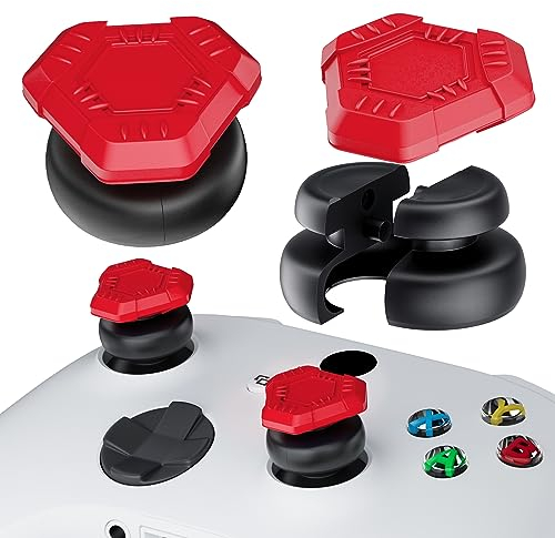 PlayRealm Lot de 2 extensions de joystick et coque en silicone pour manette Xbox Series X/S et Xbox One S/X (UFO Red