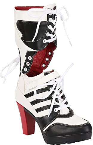 Women's Harlequin High Heel Fancy Dress Costume Boots Size 6