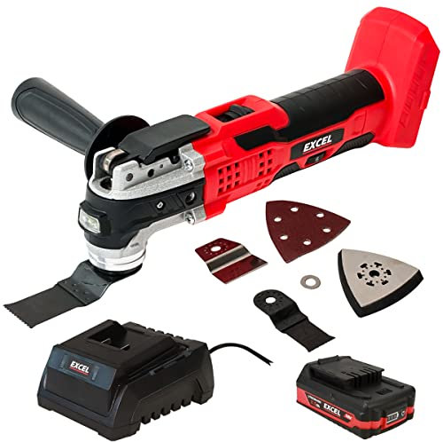 Excel 18V Oscillating Multi Tool with 1 x 2.0Ah Battery & Charger 6 Variable Speed - 3.2° Oscillation Angle - Soft Start - LED Worklight