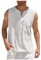 Azruma Tank Top Herren Sport TräGershirt Herren Sweatshirt Jacke Herren Sommer Einfarbig Baumwolle Leinen Strand ÄRmelloses Hemd Mit SchnüRung Und Brusttasche Baseball Shirt Herren (Weiß, XL)