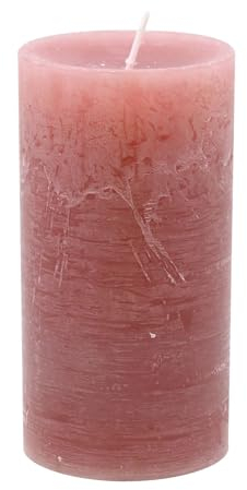 ZauberDeko Rustic Stumpenkerze Altrosa Tischdeko Adventskranz Brenndauer ± 60h Ø 7cm H 13cm