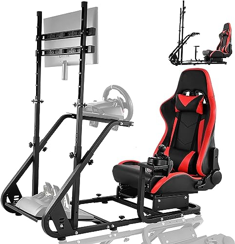 Dardoo Racing Simulator Cockpit mit Monitorhalterung - TV Halterung für Logitech G923 Thrustmaster Wheels Fanatec Rennsimulator Cockpit