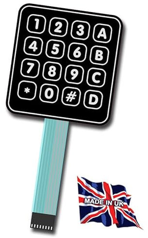 Customark Limited Matrix Array 4x4 Membrane Switch 16 Key Keypad Keyboard compatible with Arduino/Raspberry Pi - Pack of 1 UK Manufactured Keypad Including Data Sheet (P/NO. CUS16KMSK1)