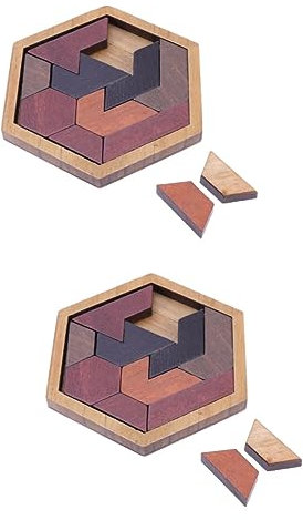 ibasenice Pièces Puzzle Tangram Hexagonal Énigmes Difficiles Casse-tête Simple Puzzles d'esprit pour Adultes Casse-tête pour Adultes Jouets D'éveil en Bois Hexagone Cadeau
