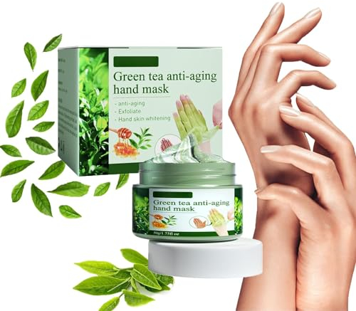 Hand Mask Green Tea Peel-Off Hand Wax,Wrinkle Hand Maskss Moisturizing,Green Tea Repair Hand Mask,Cuticular Membrane Repair Lock Water Hand Cream Hand Mask,Skin Rejuvenation,and Tightening (1 Pcs)