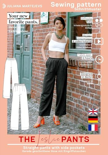 Schnittmuster Hose mit Gummibund Damen (Gr. XS-XXXL) Papierschnittmuster mit Nähanleitung zum Nähen Weiß