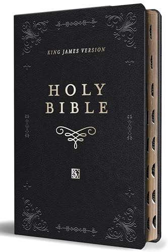 KJV Holy Bible, Giant Print Thinline Large format, Black Premium Imitation Leath er with Ribbon Marker, Red Letter, and Thumb Index: King James ... Index (KJV Large Size Giant Print Editions)