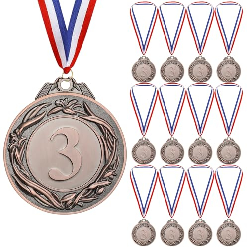 Geepen 12 Stücke Medaillen, Goldmedaille mit Halsbändern, Belohnungsmedaille für Kinder, Siegermedaillen, Goldpreise für Sport, Wettbewerbe, Party