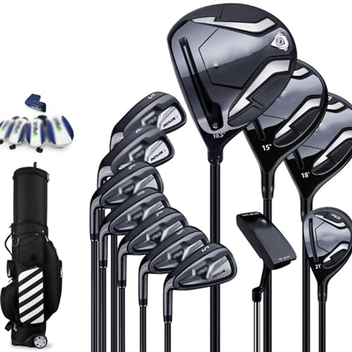 Herren-Golf-Komplettset, komplettes Anfänger-Golfschläger-Set, Golf-Standard-Balltasche, Golf-Männer for die Linke Hand, Carbonschaft, 12er-Pack mit Cart-Tasche