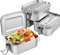 Lainballow 4 Stück Edelstahl Bento Box, 550 ml Metall Lunchbox Edelstahl Frischhaltedosen mit Deckel und abschließbaren Clips, auslaufsicherer Lebensmittelzubereitungsbehälter für Aufbewahrung,