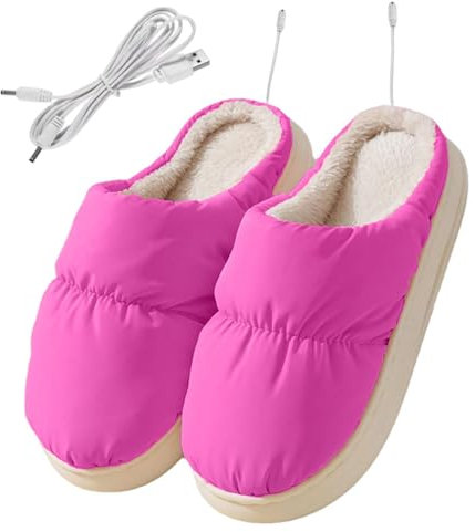 Generic Pantuflas con calefacción, zapatos con batería recargable, pantuflas de invierno, calentadores de pies, zapatos acogedores para clima frío para hombres y mujeres