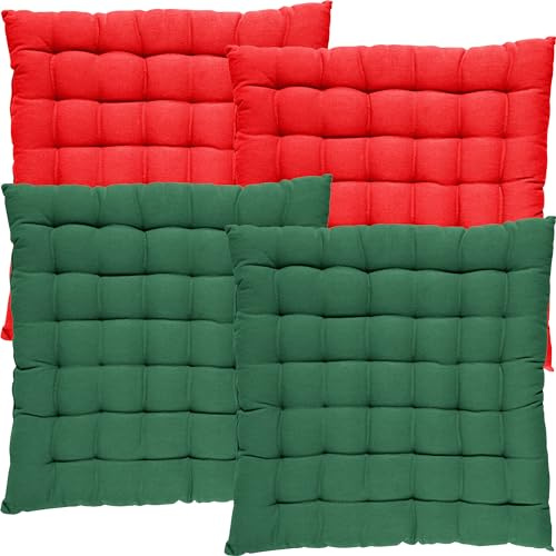 REDBEST Stuhlkissen Tulsa 4er-Pack rot/dunkelgrün Größe 40x40x3 cm