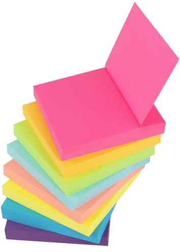 VMUTGA 800 Stück Haftnotizen, 76 x 76mm Sticky Notes, Farbige Selbstklebende Klebezettel zum Beschriften, Haftnotizzettel Bunt für Schule, Zuhause, Büro (8 Farbe)