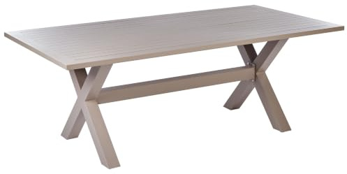 Beliani Gartentisch Aluminium beige Taupe rechteckig 200 x 105 cm X-Beine modern Cascais
