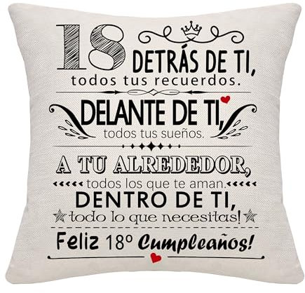 18 años de edad regalo de cumpleaños regalo de Detrás de ti todos tus recuerdos inspiración 18 cumpleaños Cojín Funda para Hija Hijo Hermana Hermano Nieta Sobrina Amigos Prima Feliz Cumpleaños (18)