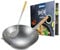 CLP Wok-Set aus Karbonstahl I Flacher oder runder Boden für Gas, Induktion und Grill I Wokpfanne mit Holzgriff, Rezeptbuch & Wokwender, Form:rund