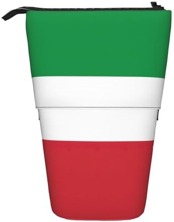 WURTON Trousse télescopique polyvalente avec imprimé drapeau italien pour papeterie, maquillage, fournitures