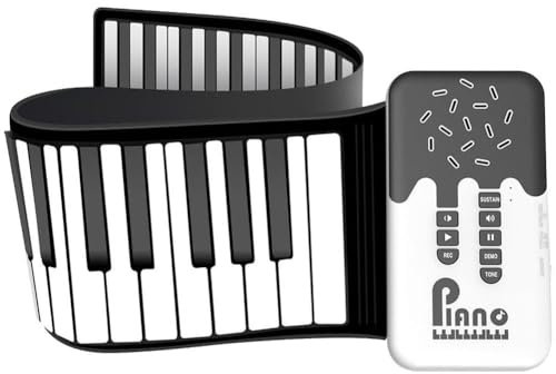 Lpitoy 49 Keys Flexible Roll Up Piano Digital Electric Folding Keyboard Piano Usb Input Midi Out Soft Silicone Piano for Beginners
