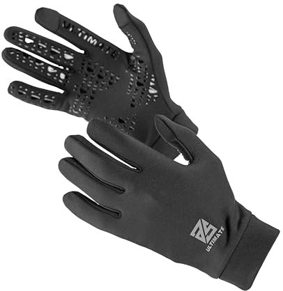 as ULTIMATE - Sporthandschuhe mit Gripmuster – Touchscreen-kompatibel & rutschfest – Ideal für Fußball, Laufen & Outdoor-Aktivitäten (Schwarz, M)