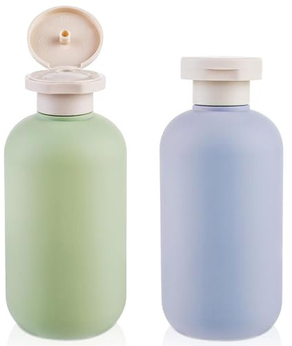 Squeeze Bottles 2 Pack 200 ML Refillable Plastic Travel Containers Empty Bottles With Disc Top Flip Cap Travel Accessories for Shampoo Creams Lotion Conditioner