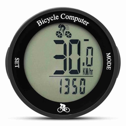 Fahrradcomputer, Fahrradcomputer, Kabelloser Fahrradtacho, Fahrradtacho mit LCD-Hintergrundbeleuchtung für Fahrrad (Weißer Hintergrund und schwarzes Digitalbild)