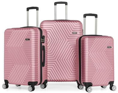CYTECH Horizon - Set de 3 Valise de Voyage avec Serrure à Code - 75 65 55 cm - Rose Poudré - Légère et résistante en Abs - 4 Roue Ultra Fluide