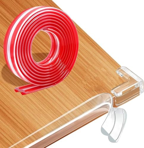 Wider & Thicker Edge Protector Strip 15mm×3m with 4 L Corner Guards – Clear Baby Proofing Kit for Furniture Edges & Corners, Strong Adhesive, No-Residue Acrylic Tape, Child Safety Cushion
