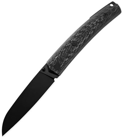 Petrified fish PF719 Couteau Pliant, 3,34 inch 12C27N lame en acier, 2,30 OZ G10 Poignée Poche EDC Couteau Pliant (Carbon Fiber Black Stonewashed)