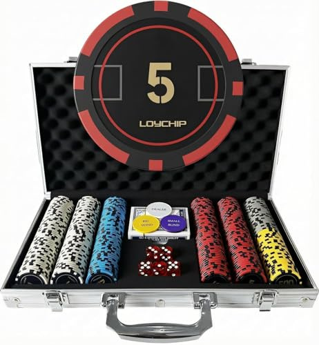 LOYCHIP 300pc Poker Chip Set 11.5g Numbered Aluminum Case Texas Holdem