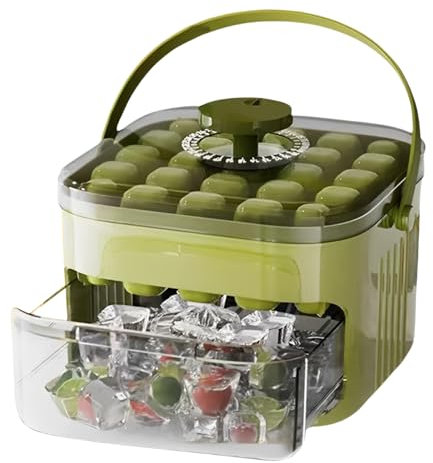 Macchina per il ghiaccio facile da pressare, vassoio a pressione con cestino e paletta, senza tocco, facile rilascio, riutilizzabile, per cocktail, whisky, caffè