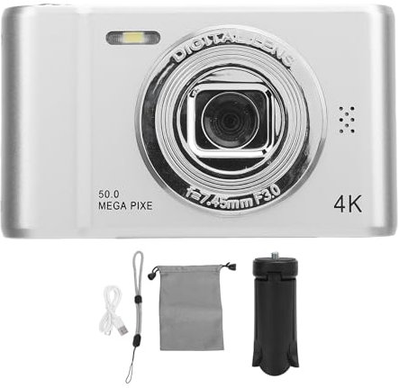 Fotocamera da 2,4 Pollici da 50 MP Foto 4K Registrazione Video 8x Digital Zoom IPS Schermo Color Home School D04 (32GB)