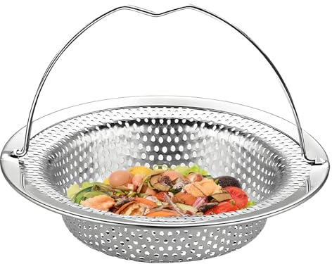 Gekamoyue Colador para Fregadero de Cocina, Colador de Drenaje con Asa, Antibloqueo para Cocina y Baño, Accesos Cocina de Acero Inoxidable (11 x 8 x 2 cm)