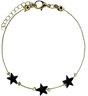 Tatra Jewellery Gold Plated Handmade Boho Chic Bracelet – Gold Colour Star Beaded Adjustable Chain