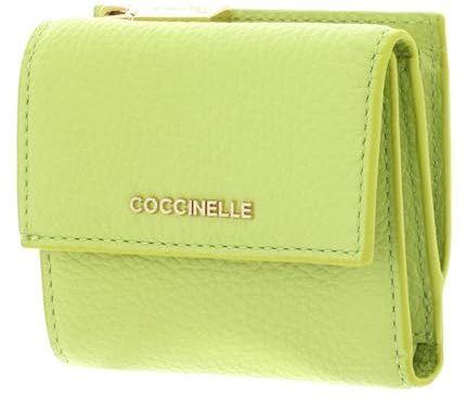 Coccinelle Leder Geldbörse Metallic Soft Wallet Grained Leather Green Glow hellgrün