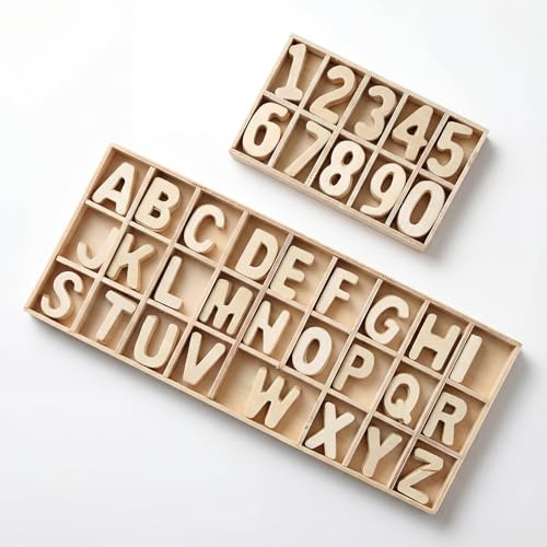 180 Stück Kleine Holzbuchstaben zum Basteln und Holzzahlen Set, A-Z Holzbuchstaben Scrabble Alphabet und Holzzahlen 0-9, für Basteln, Hochzeit Weihnachtsdekoration Scrabble Home Deko