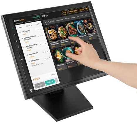 RUETERY Monitor táctil de 17 pulgadas (1280 x 1024), pantalla LCD táctil resistente de 4 hilos con soporte VESA, carcasa de ABS impermeable para POS/caja registradora/gastro, incluye fuente de