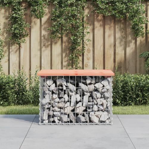 Mokuyary Garden Bench Gabion Design 63 x 44 x 42 cm Douglas Solid Wood Garden Bench Furniture Bench for Furnishing Balcony, Terrace, Veranda, Pergola