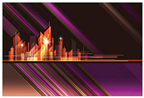 Wallario Küchenrückwand selbstklebend 90 x 60 cm, Motiv: Abstrakte Skyline Einer modernen Stadt | Spritzschutz abwischbar & pflegeleicht