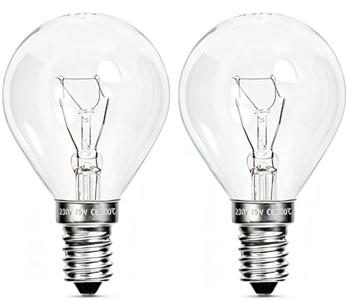 Sunnylinn 25W E14 Wax Burner Bulbs, Scentsy Light Bulbs Dimmable Warm White 2700K, Fancy Globe Scentsy Light Bulb 230V, G45 Small Edison Screw Bulbs for Warmers, Oven, Up to 300°C (2-Pack)