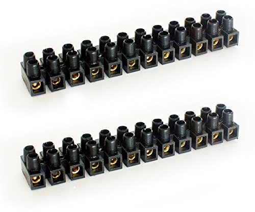 20x 12 Way 3A Black Terminal Twin Block - Connector Choc Strip - Wire Power Cable Joiner Coupler Flex – Earth Block - Loops