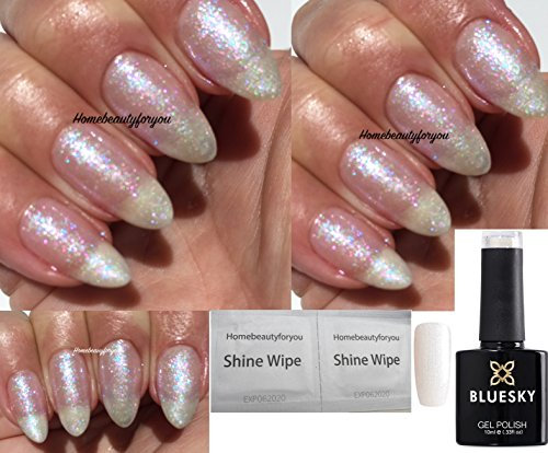 Bluesky Gel Nail white glitter Crystal Pearl White Snowflake White Holographic Glitter SJ28 Christmas Color UV LED Soak Off 10ml