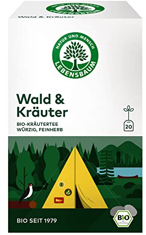 Lebensbaum Wald & Kräuter, Bio-Kräutertee, feinherbe Kräuterteemischung mit Löwenzahn & Kiefernsprossen, vegan, 20 Teebeutel, 40g